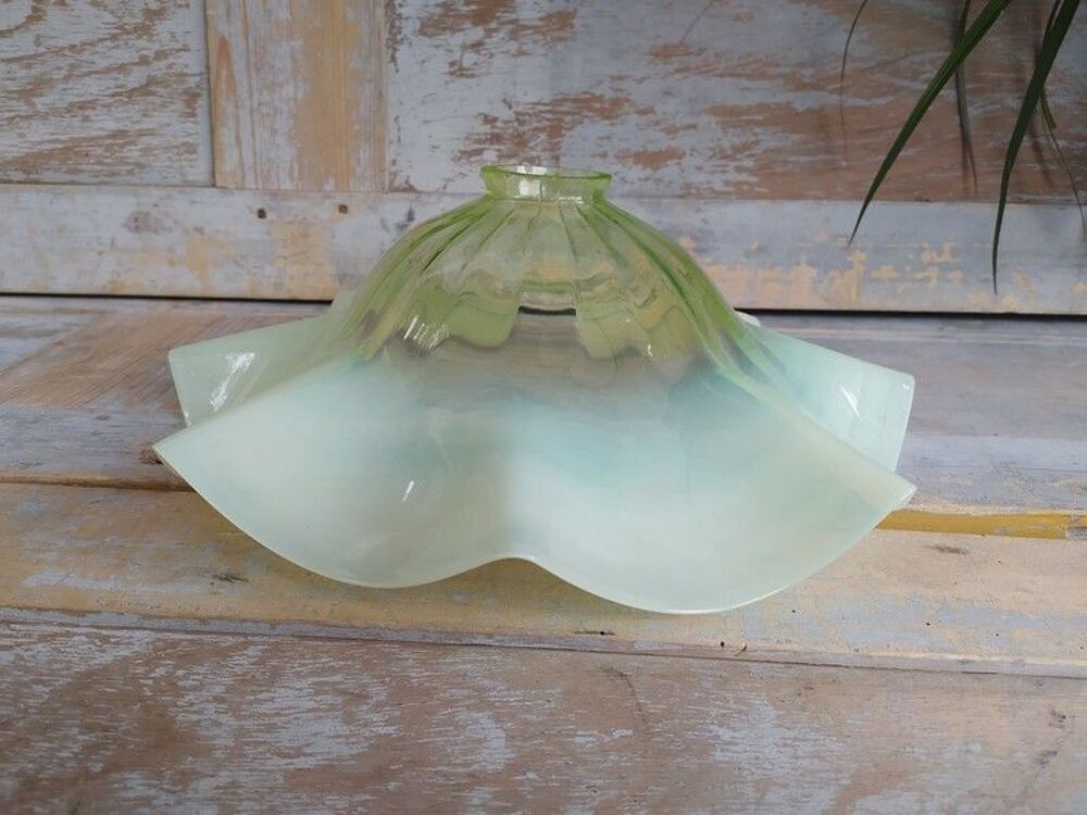Ancien Abat-Jour Suspension Verre Ouraline 
Décoration