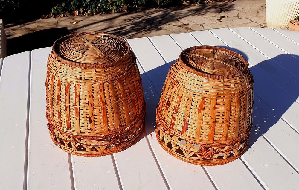 2 Cache-Pots Bambou (ou Corbeilles) tress&eacute;s Dcoration