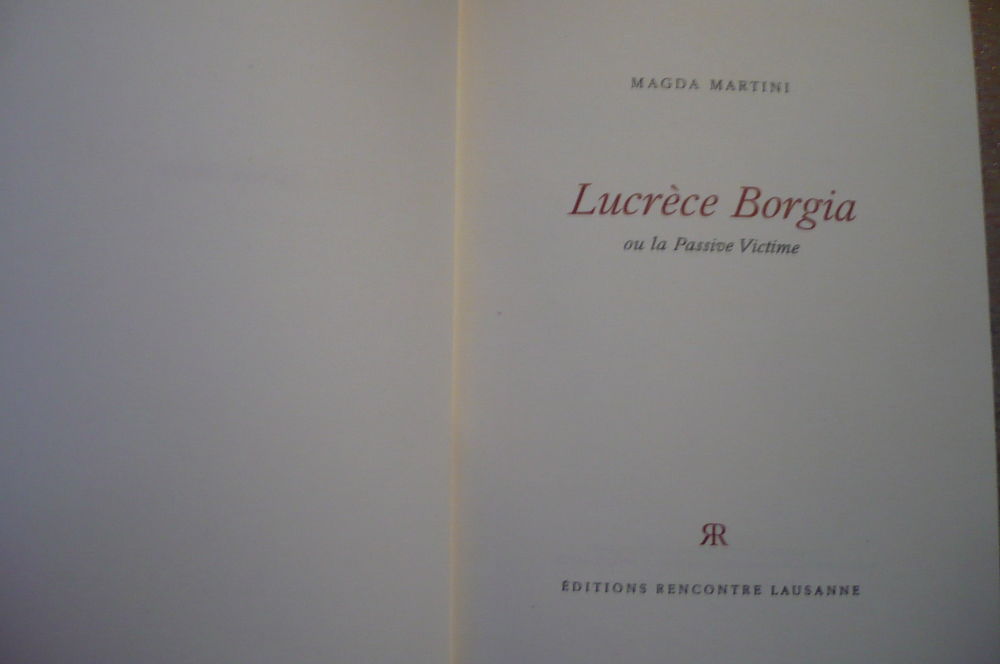 LUCR&Egrave;CE BORGIA, ou la passive victime de Magda MARTINI 1965 Livres et BD