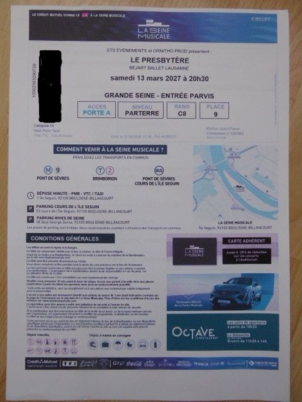 2 Places de ballet B&eacute;jart le presbyt&egrave;re - La sc&egrave;ne Mus Billetterie