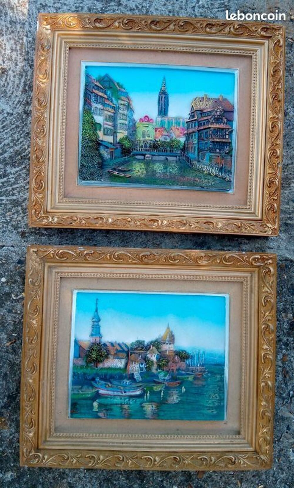2 tableaux en relief 32 x 37 cm Décoration