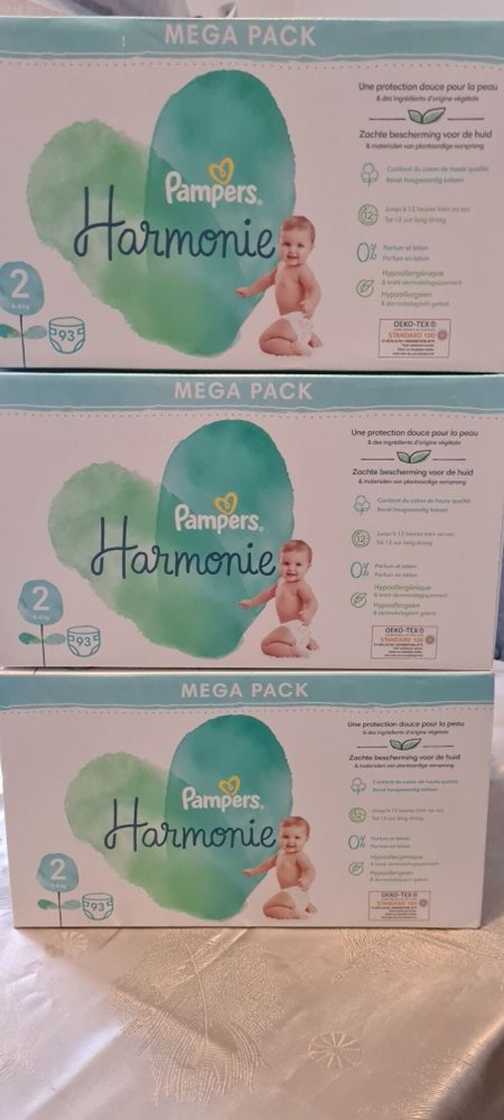 couches b&eacute;b&eacute; taille 2 pampers harmonie mega pack Puériculture