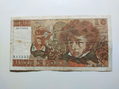billet de10 francs        HECTOR BERLIOZ      année 1978 . 20 Dolus-d'Oléron (17)