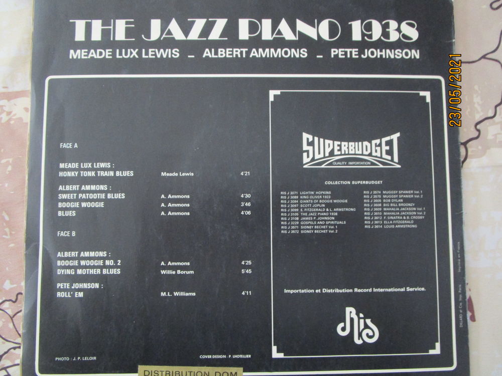 disque vinyle de jazz piano 1938 CD et vinyles