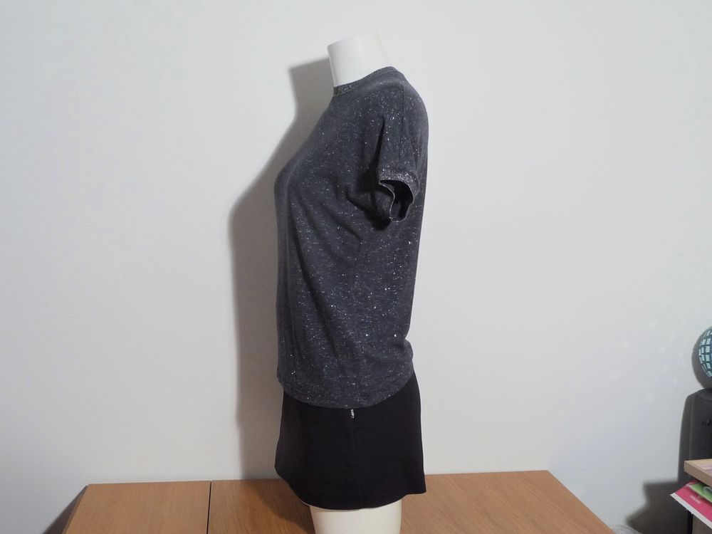 Top/ Tee Shirt Gris avec Fils Argent&eacute;- Taille 0- Monoprix Vêtements