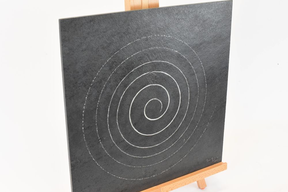 Tableau sur Ardoise Gris Noir avec Peinture en or 22 carats Dcoration