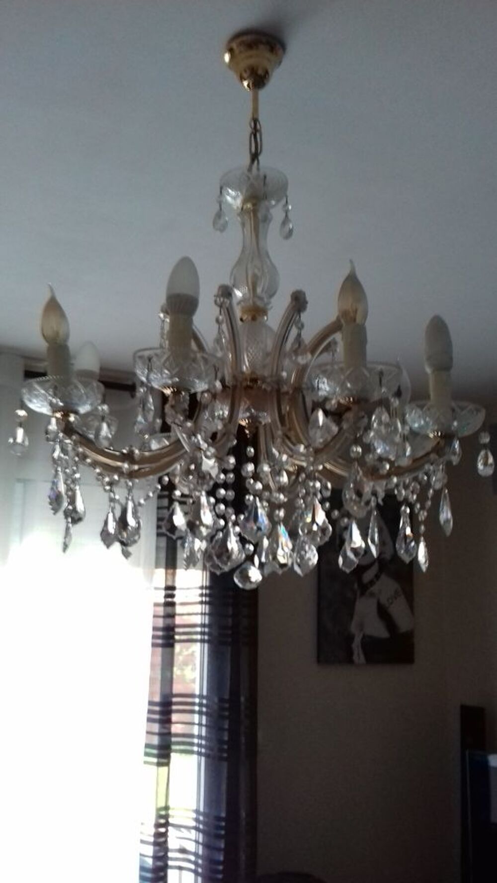 Tr&egrave;s+beau+lustre+en+cristal+v&eacute;ritable Décoration