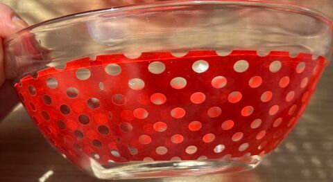 4 Bols en verre transparent illustré en rouge neufs Charenton-le-Pont (94)