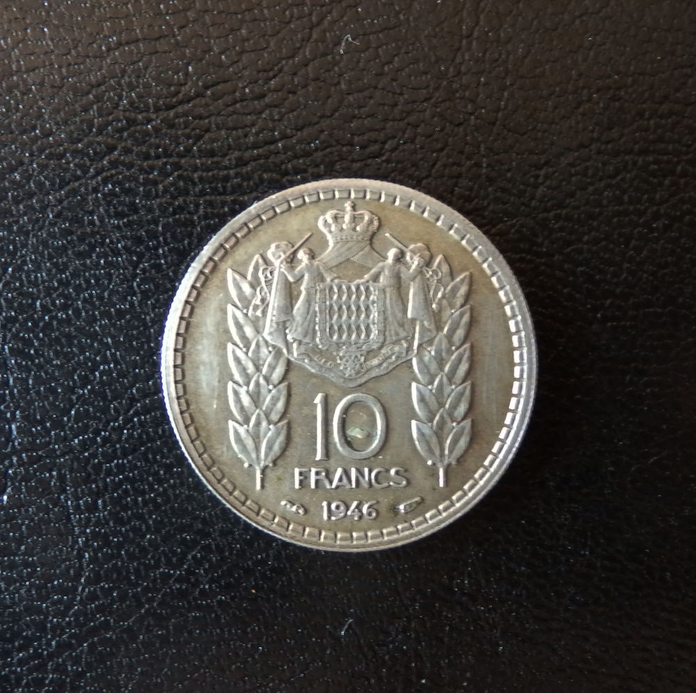 Ancienne pi&egrave;ce de 10 Francs Louis II Prince de Monaco 1946 