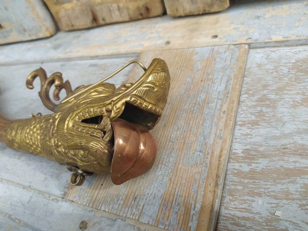 Trompe Tib&eacute;taine Laiton Cuivre Rkang-gling Dragon Makara 