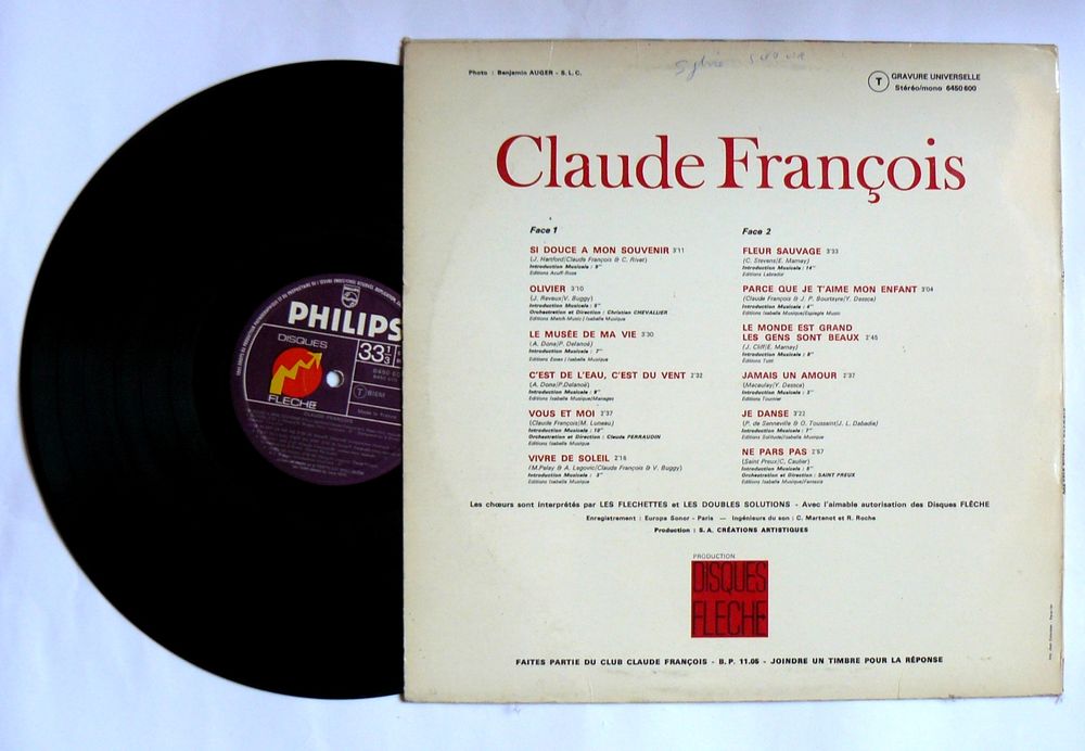 LP Claude FRANCOIS : Si douce &agrave; mon souvenir - Philips CD et vinyles