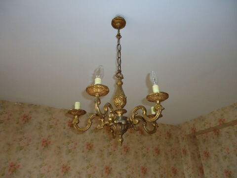 lustre ALLIAGE  laiton  5 branches bon �tat 10 Cabri�s (13)