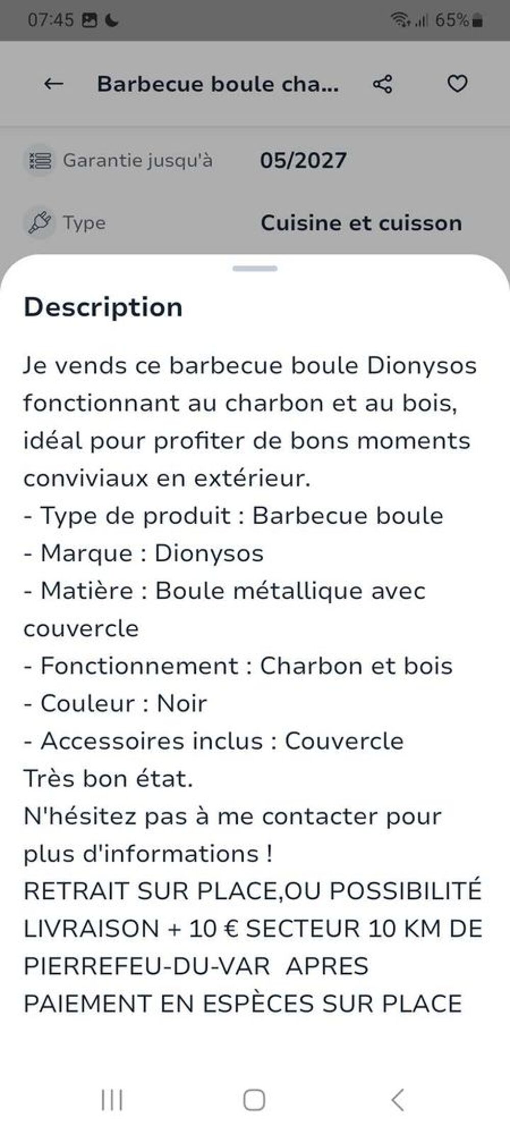 BARBECUE BOULE CHARBON DE BOIS Electroménager