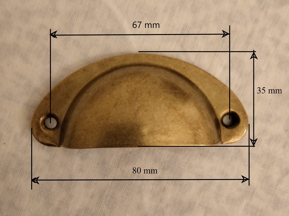 4 poign&eacute;es coquille acier laitonn&eacute;. Bricolage