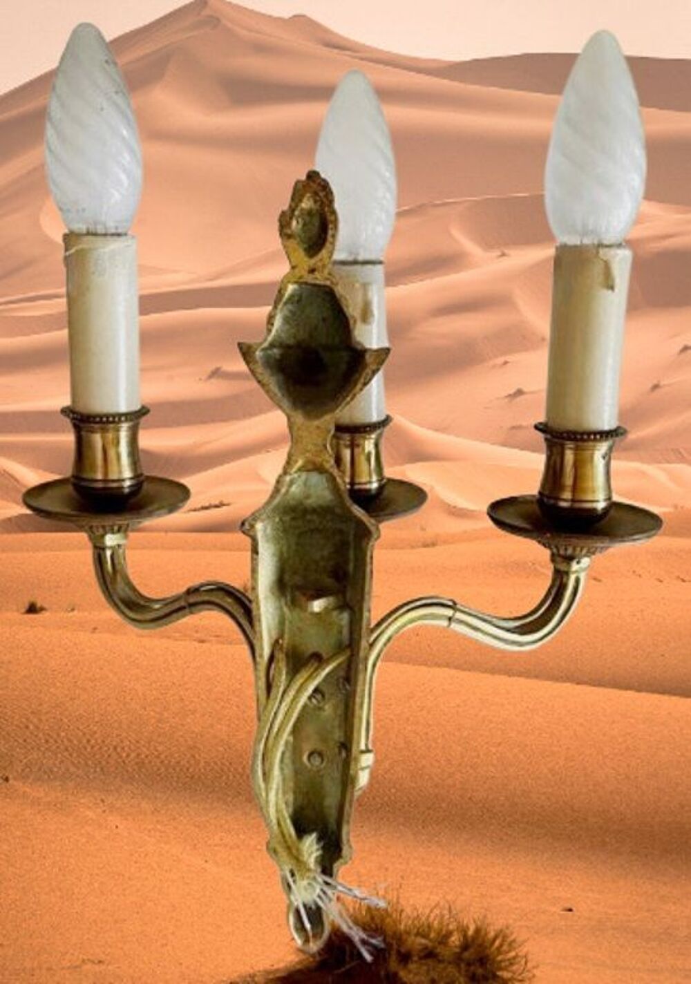 Applique murale ancienne dor&eacute;e, en bronze, style ancien, en D�coration