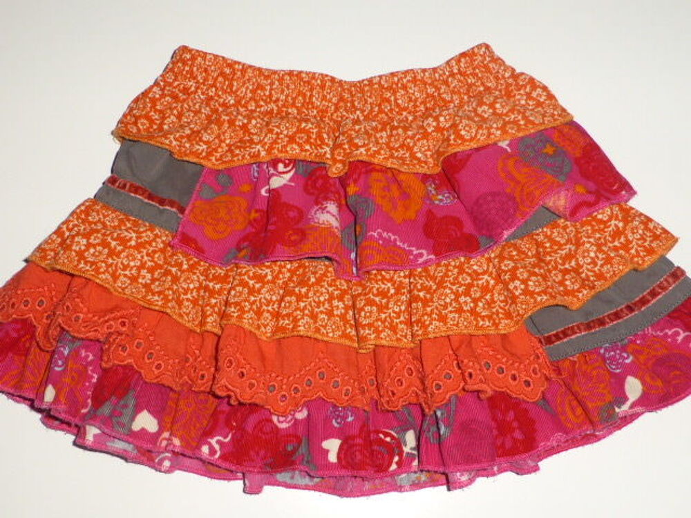 CATIMINI jupe &agrave; volants orange rose 6 ans Vêtements enfants