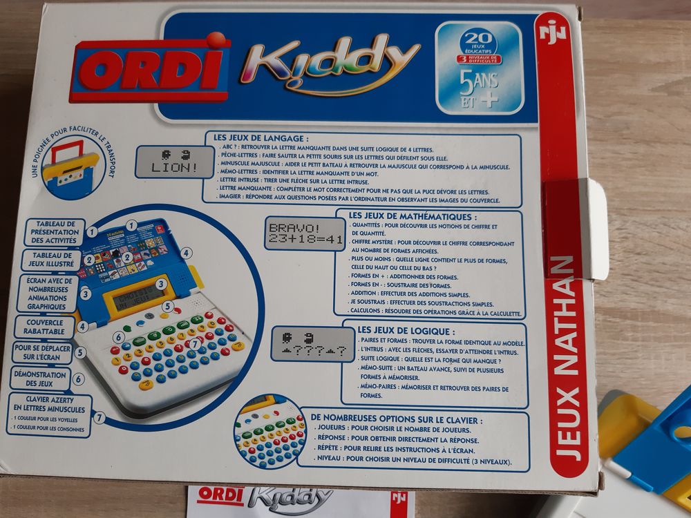 Ordi enfant KIDDY (Jeux Nathan). Jeux / jouets