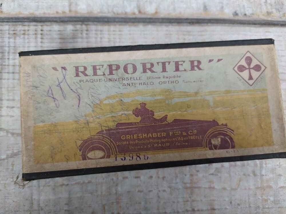 Ancienne Boite de Plaques Photo Reporter Automobile 