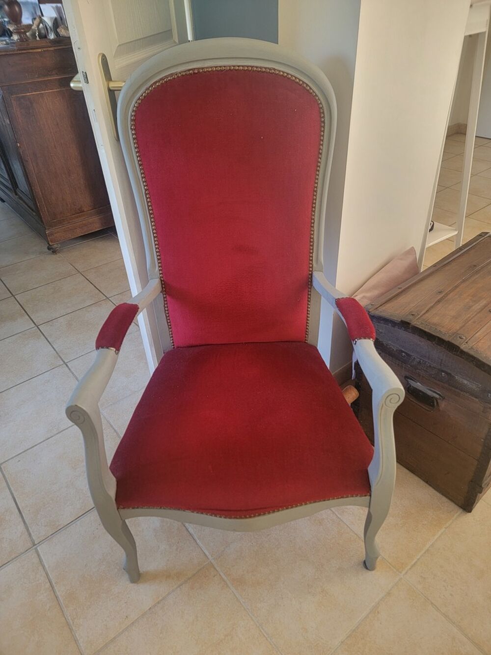 Chaise Vintage Rouge et Grise Meubles