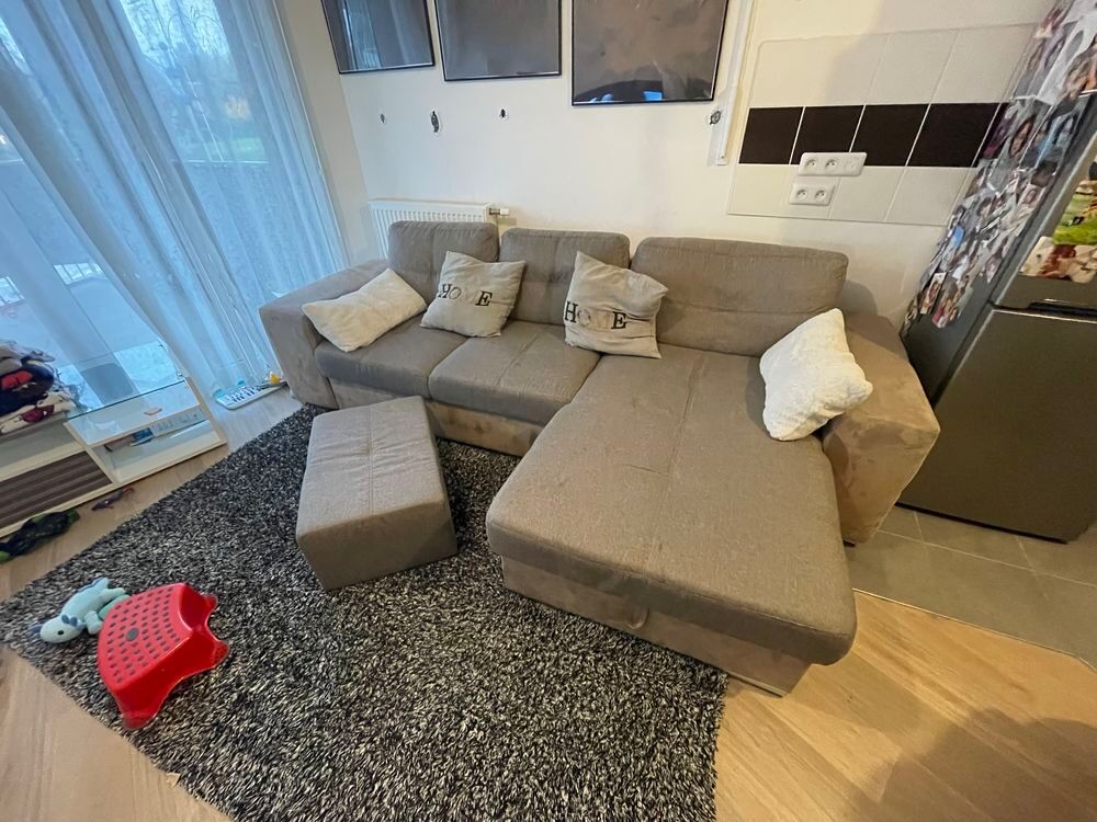 canap&eacute; d?angle 3 places convertible avec pouf Meubles