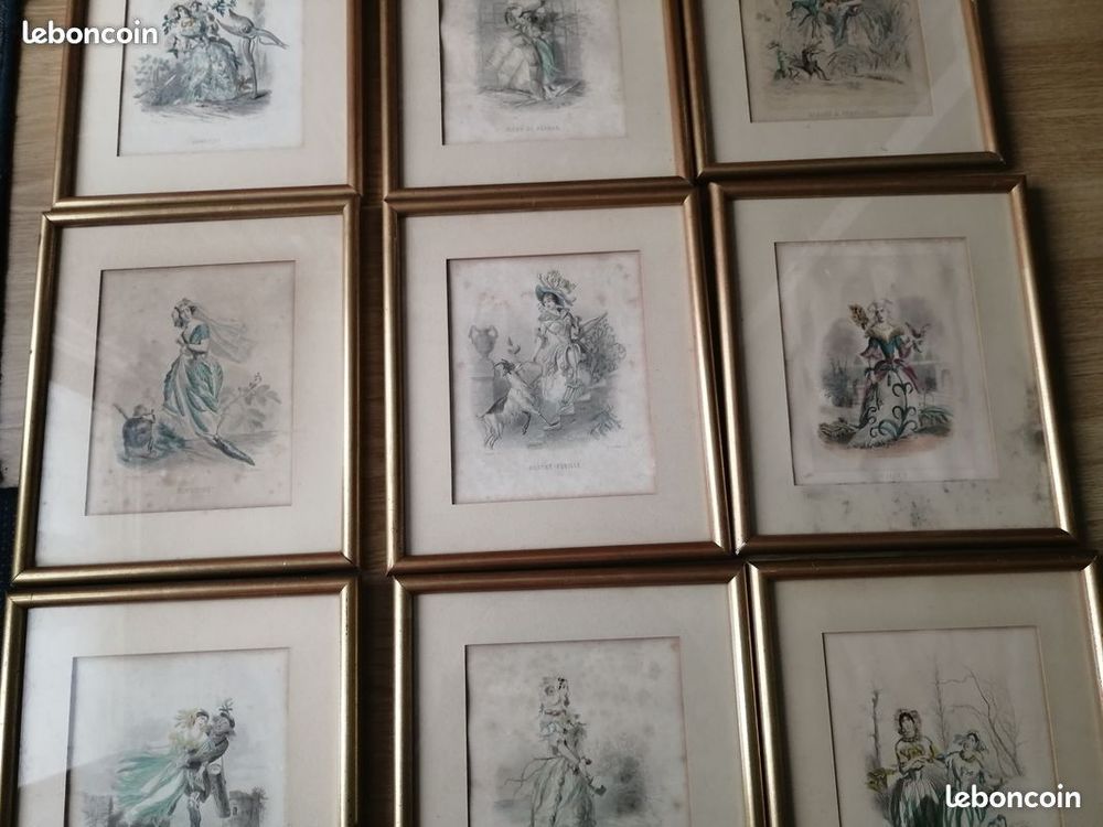lot gravures graveur Granville fleurs plante femme fleur art 