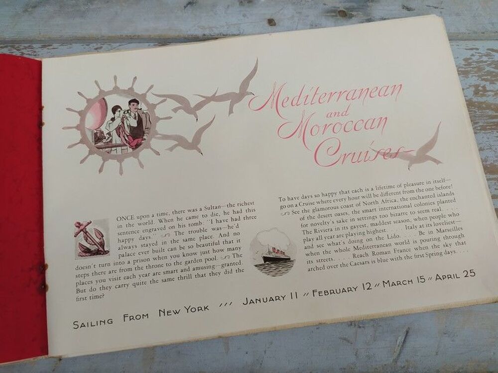 Plaquette Mediterranean Moroccan Cruises Paquebot CGT 1930 