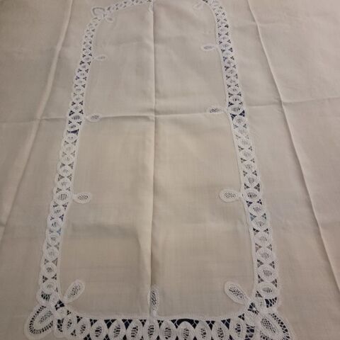 NAPPE ANCIENNE DENTELLE DE BRUGES / ARGENTERIE 340 Royan (17)