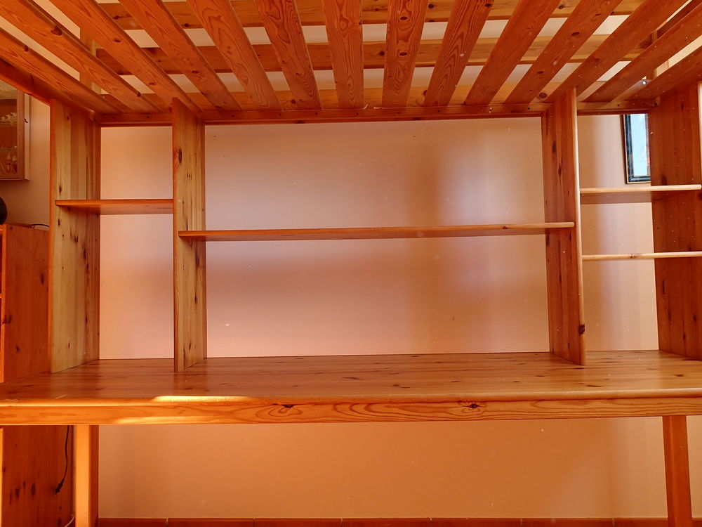 Lit mezzanine 90x190 pin massif avec bureau et matelas Meubles