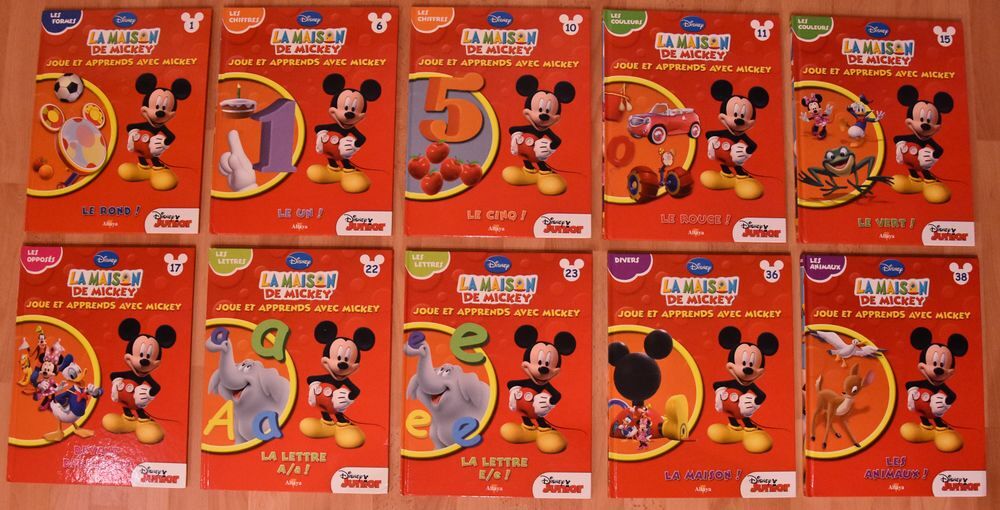 DISNEY. Lot de 10 livres &eacute;ducatifs Mickey. Pour apprendre Jeux / jouets