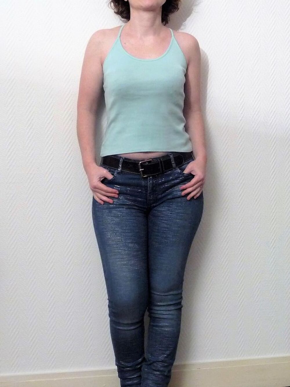 Top/ Tee Shirt Bleu Ciel &agrave; Bretelles Crois&eacute;es dans le Dos Vêtements