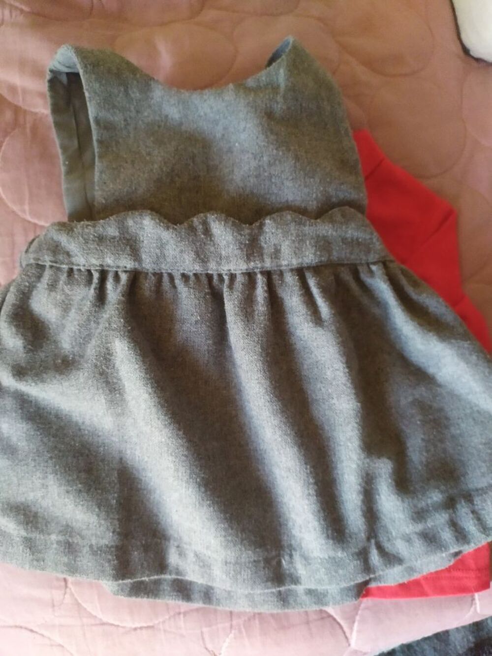 ensemble fille pull rouge coton robe grise Vêtements enfants