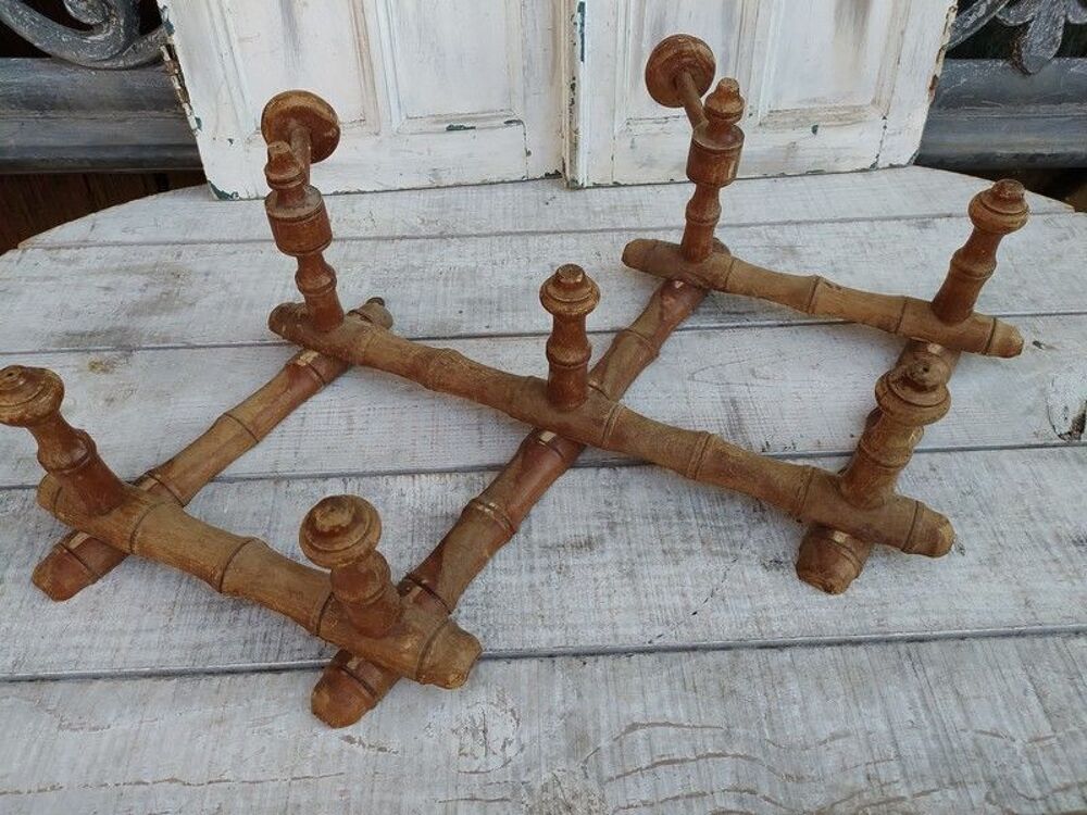 Ancien Porte Manteau Pat&egrave;re Bois Pliant Style Bambou Meubles