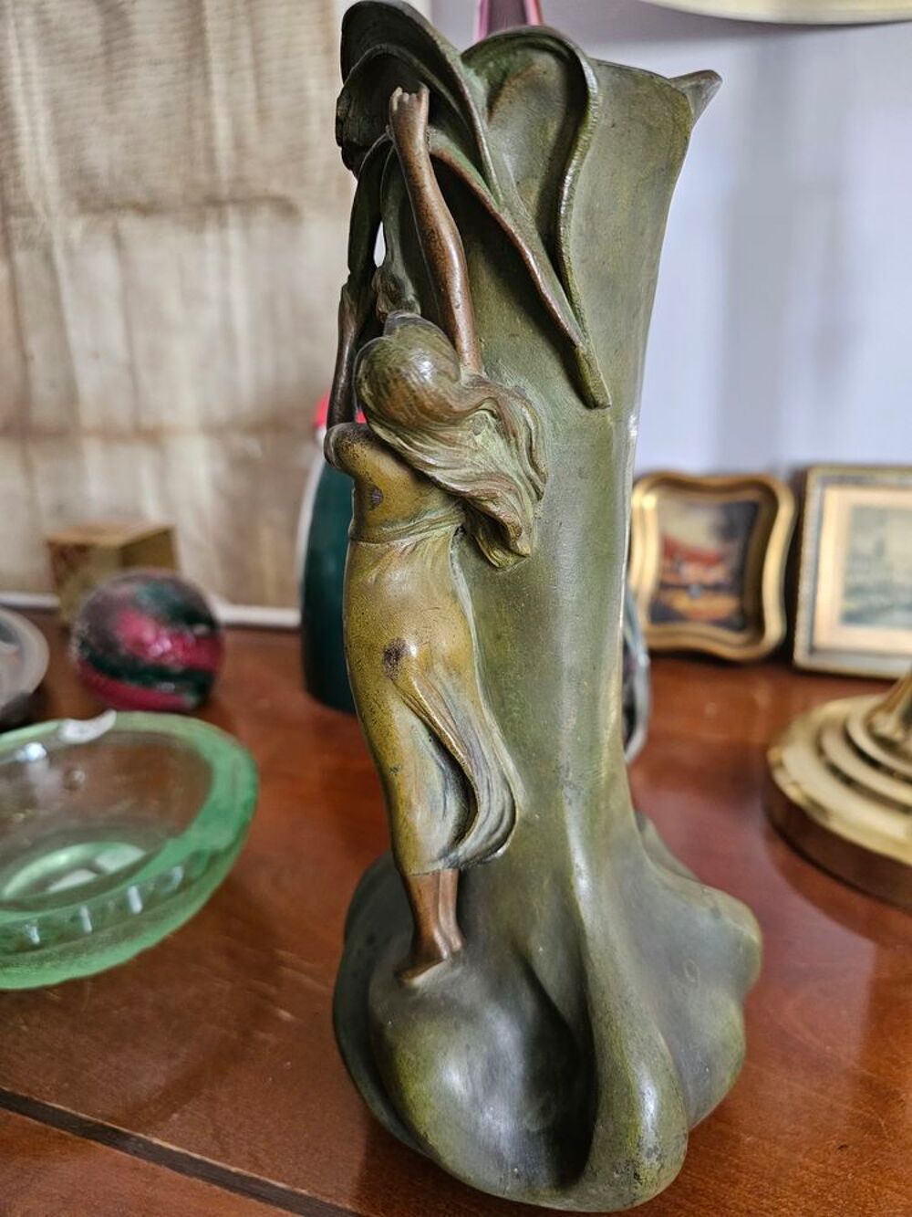 Vase Art Nouveau "Cytises" sign&eacute; A.de Raudery - &Eacute;tain patin&eacute; 
