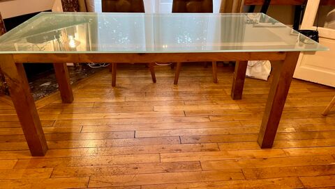 Table salle  manger trs bon tat verre et chne 270 Bezons (95)