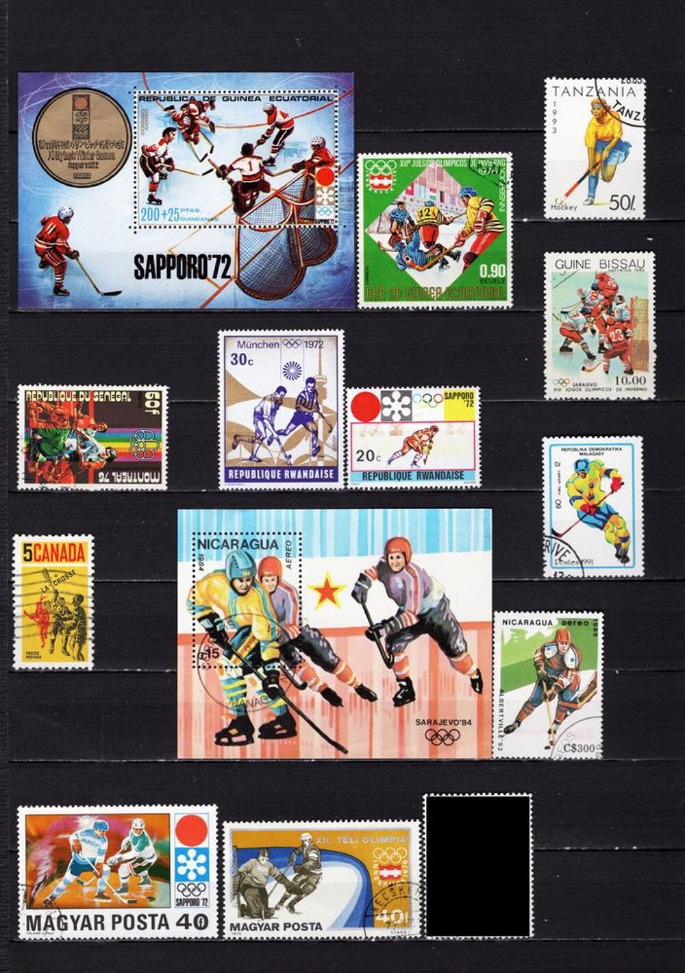 lot de 40 timbres du MONDE sur le HOCKEY 