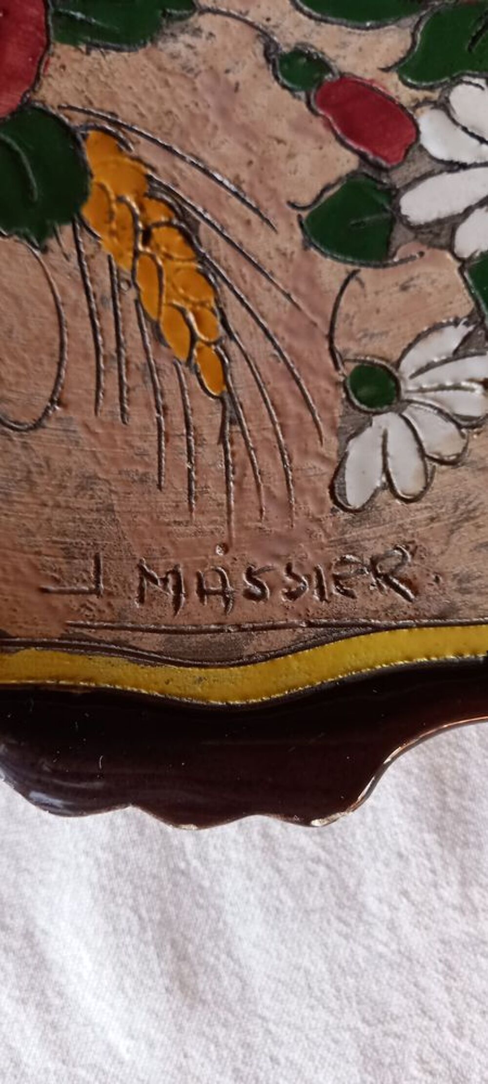 Plat c&eacute;ramique J&eacute;r&ocirc;me MASSIER Vallauris cloisonn&eacute; sign&eacute; 
