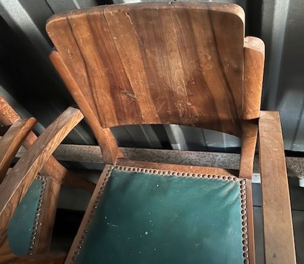 Bureau et 4 fauteuils bridge ann&eacute;es 50. Fauteils garnissage Meubles