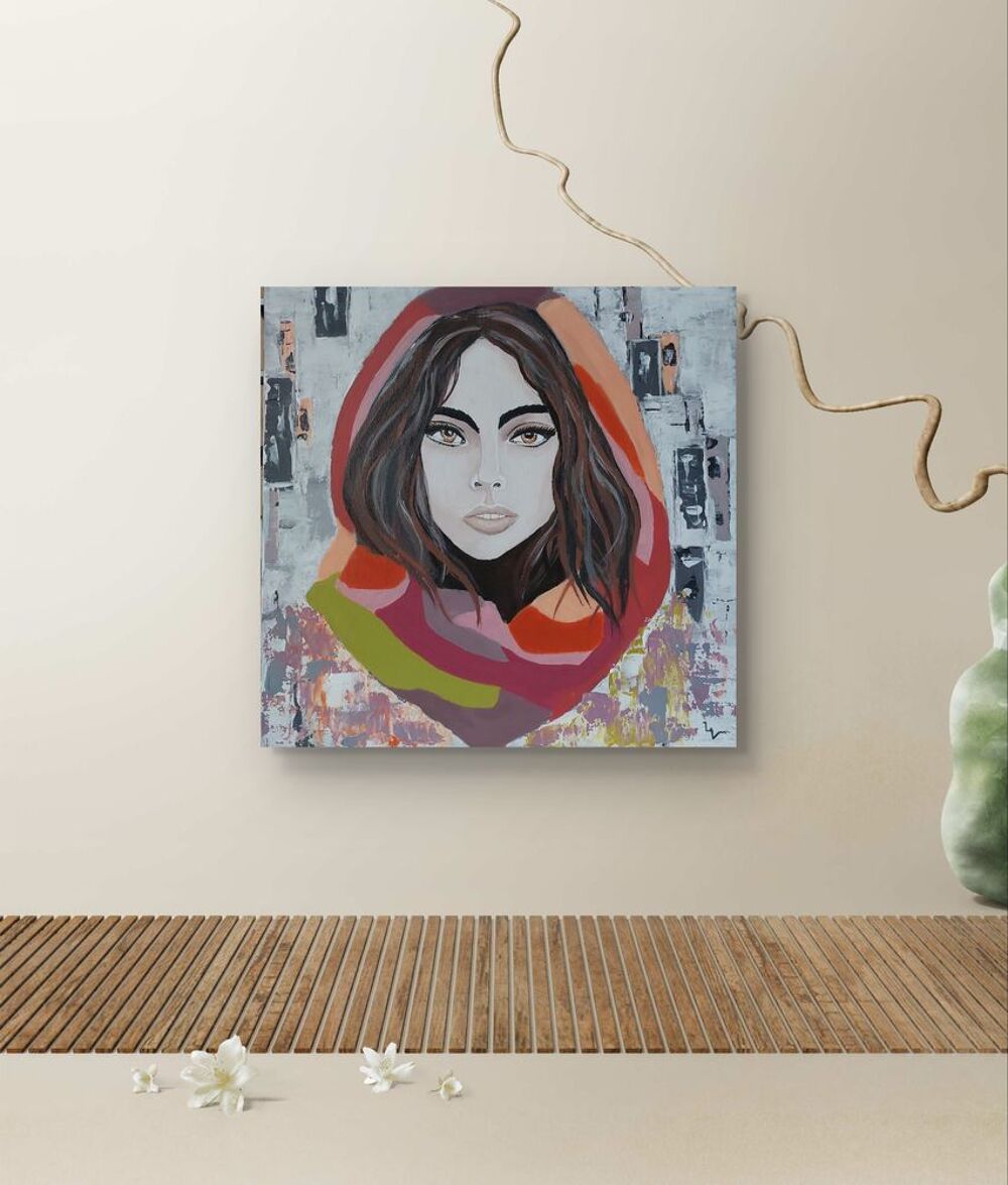 Tableau portrait femme moderne color&eacute;
Dcoration