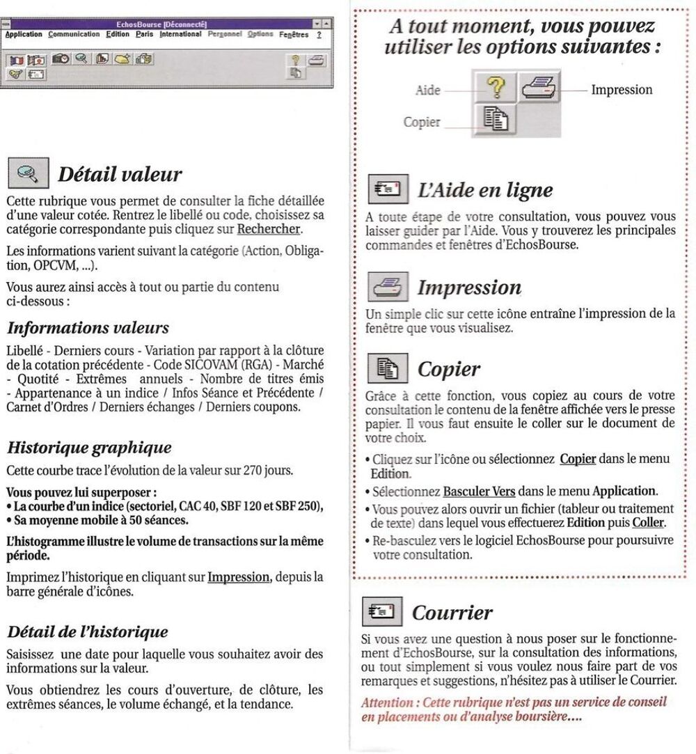 Logiciel Echos Bourse version 2.0 Matériel informatique
