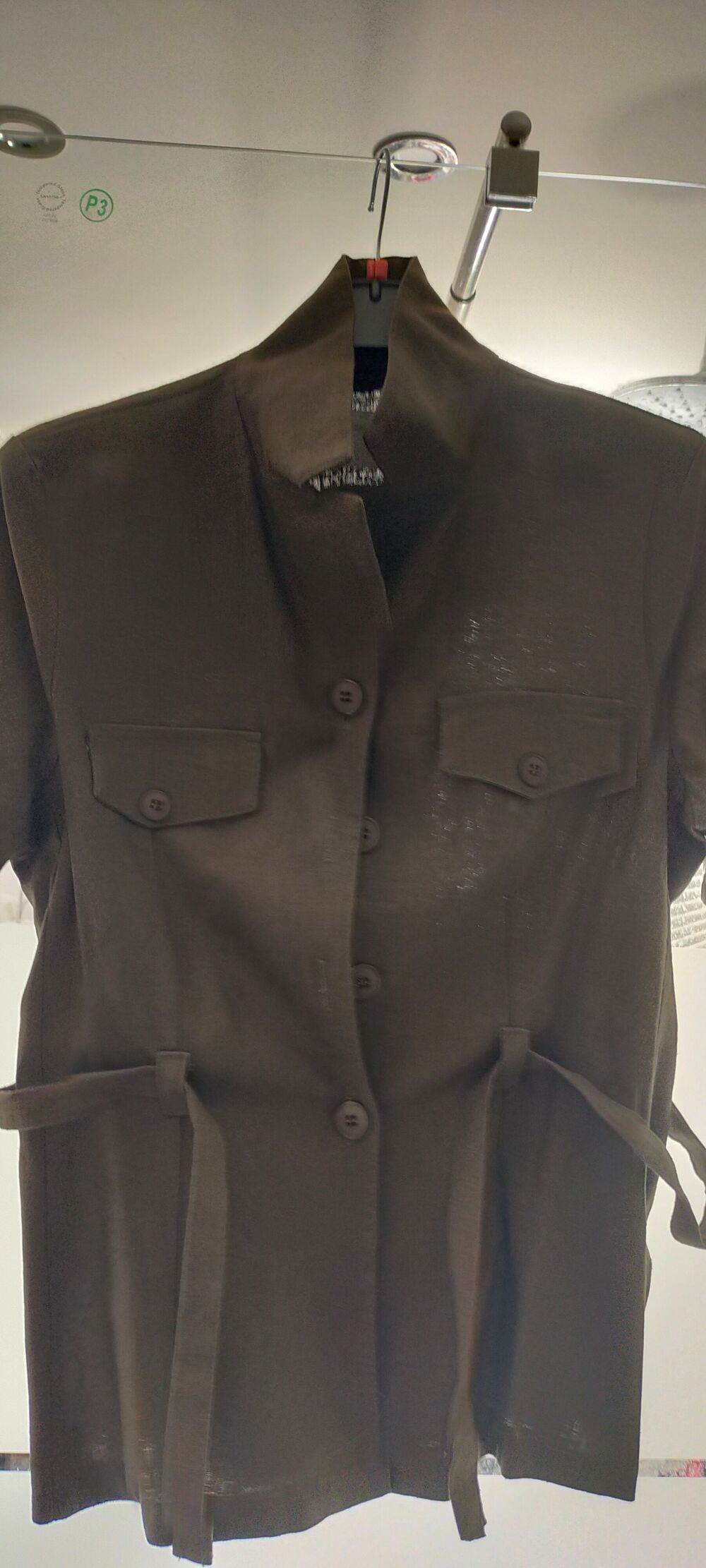 Veste saharienne femme en lin m&eacute;lang&eacute;, kaki de marque " IZAT Vêtements