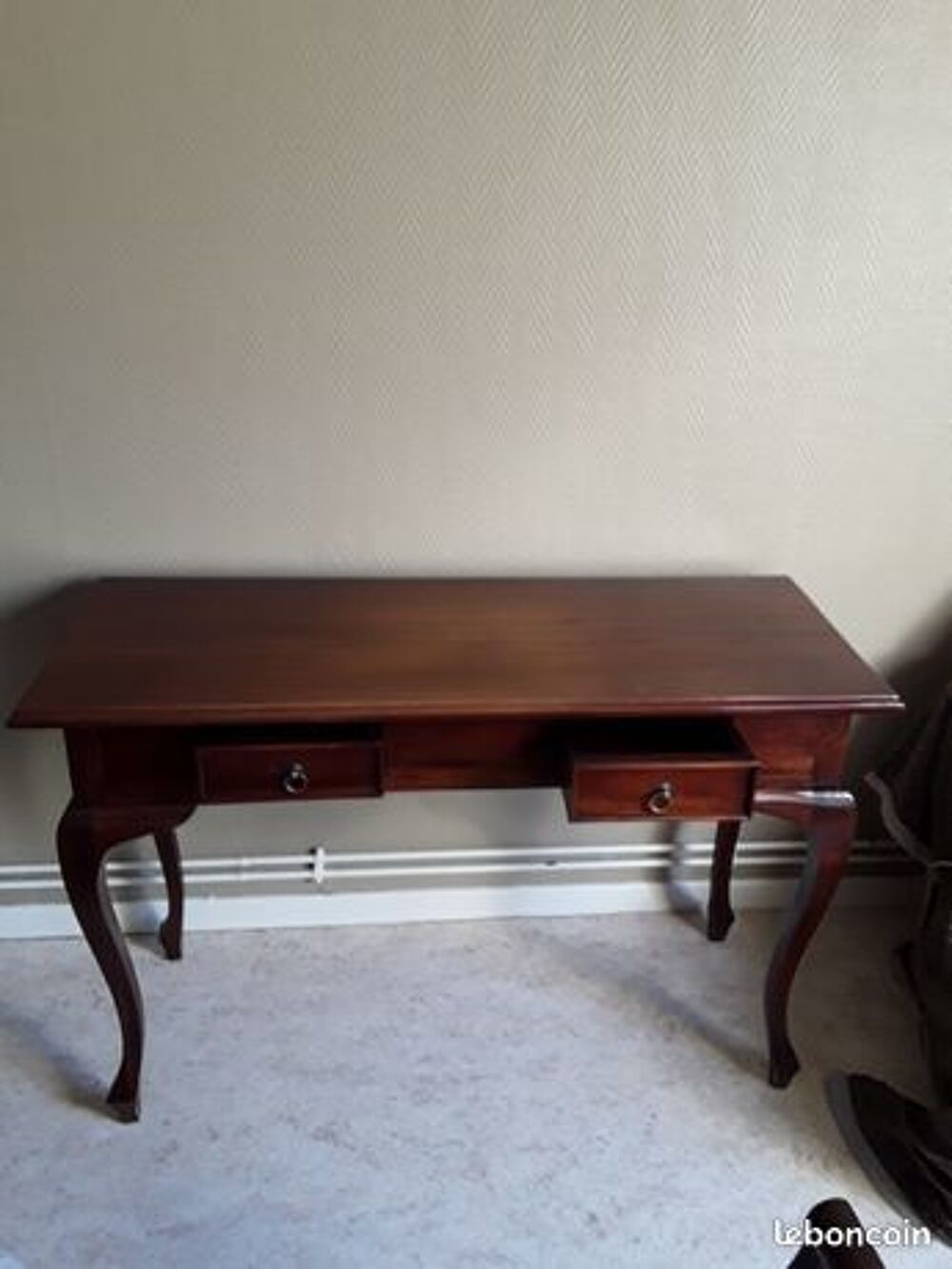 Console 2 tiroirs avec tabouret cuir Meubles