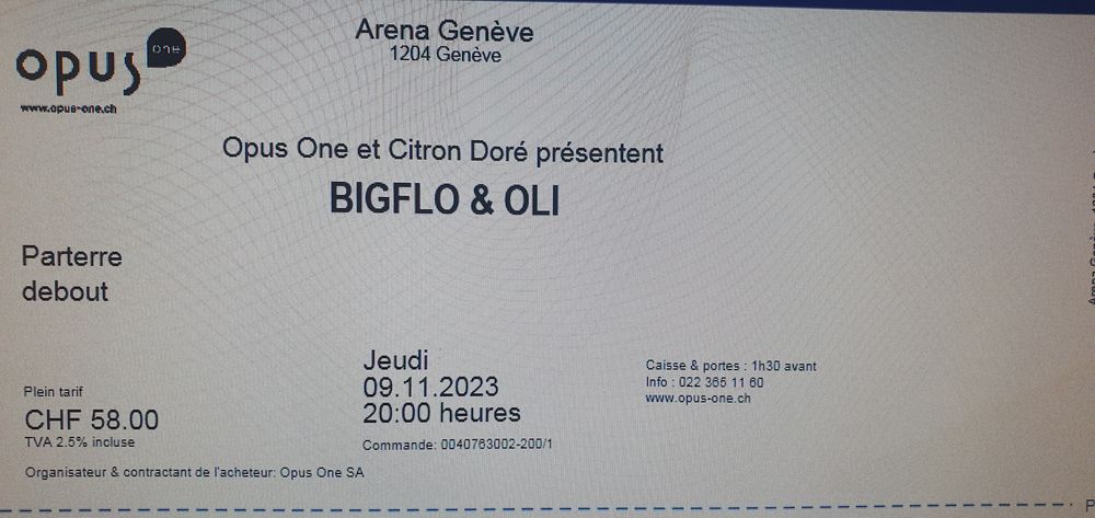 Places bigflo et oli Gen&egrave;ve le 9 nov Billetterie