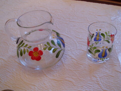 Carafe et son verre assorti peints main 10 Herblay (95)