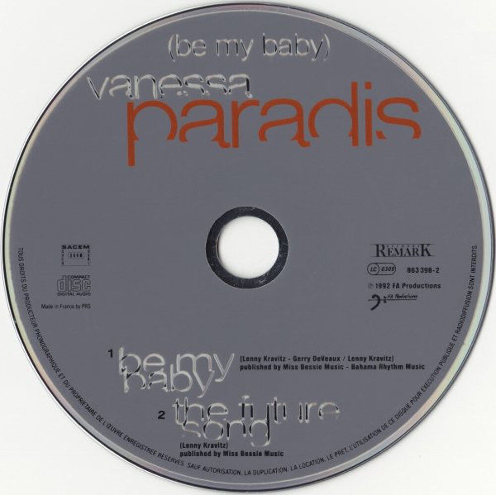 cd 2 titre Vanessa Paradis ?? Be My Baby (tres bon etat) CD et vinyles