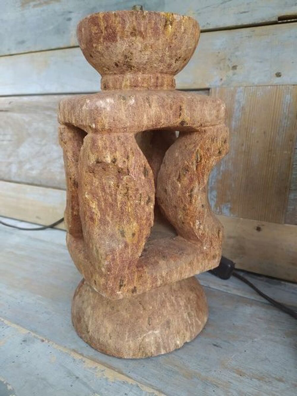 Pied de Lampe Brutaliste Pierre Sculpt&eacute;e Style St&eacute;atite Décoration