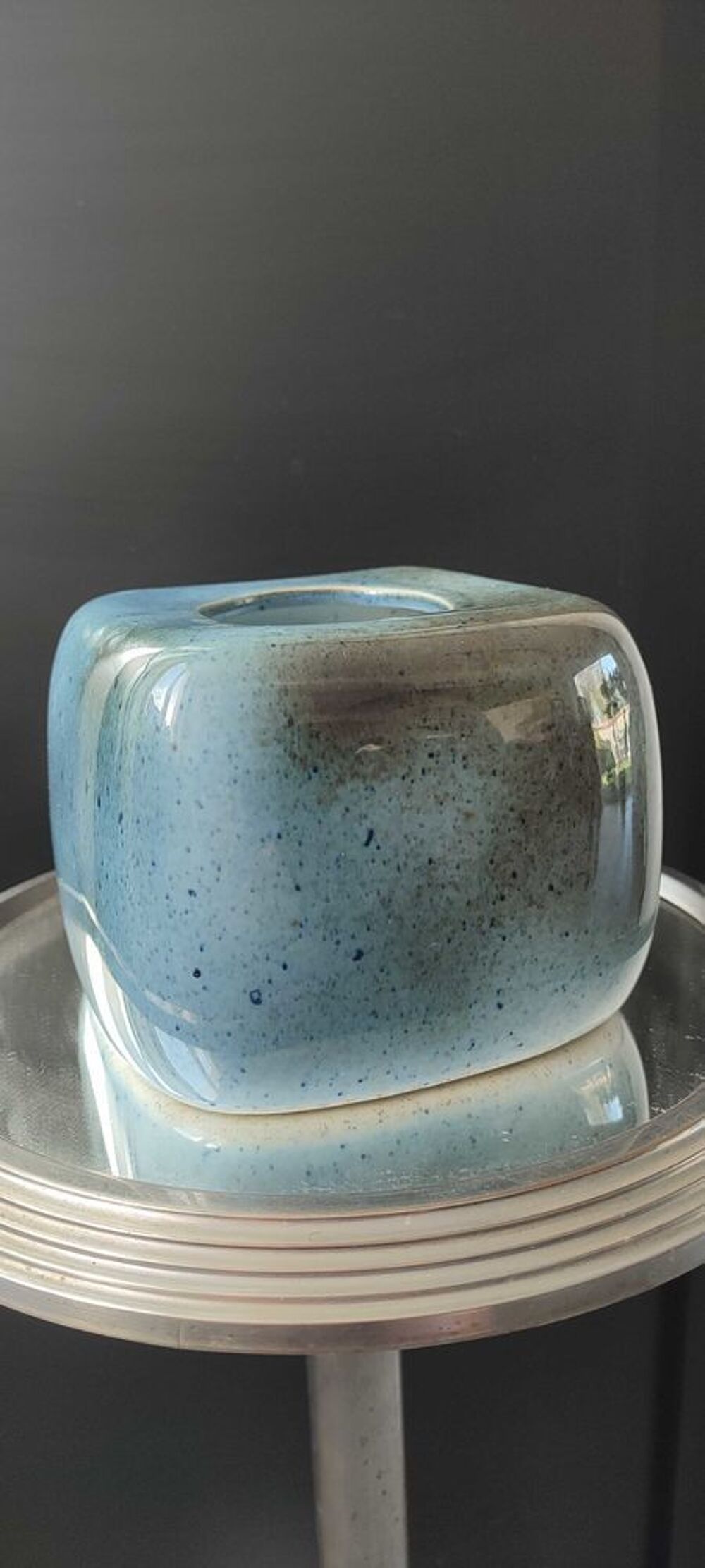 Bougeoir cube porcelaine Virebent Vintage ann&eacute;es 60 