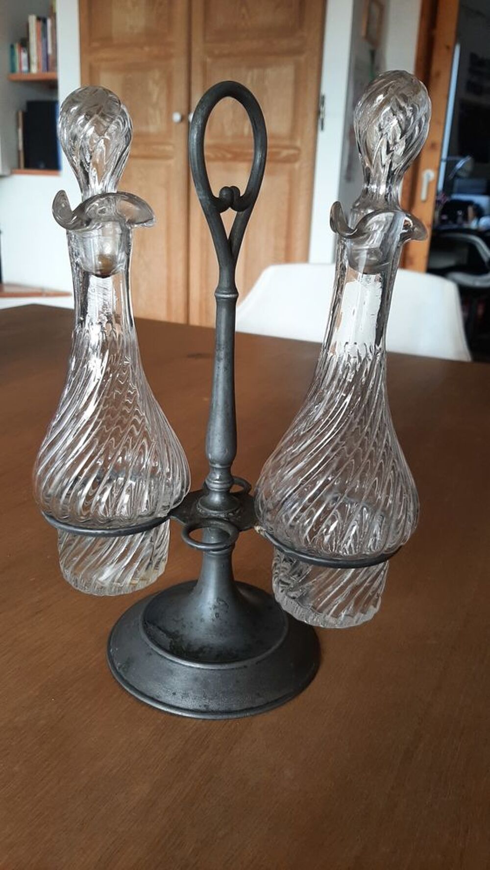 Ancien serviteur huile et vinaigre Décoration