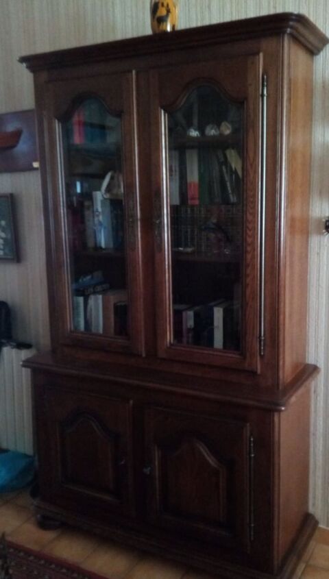 bibliothque avec vitrine en chne, possible en 2 partie 85 Rez (44)