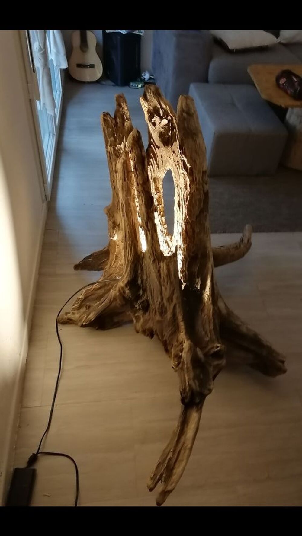 Souche lampe bois flott&eacute; brut Décoration