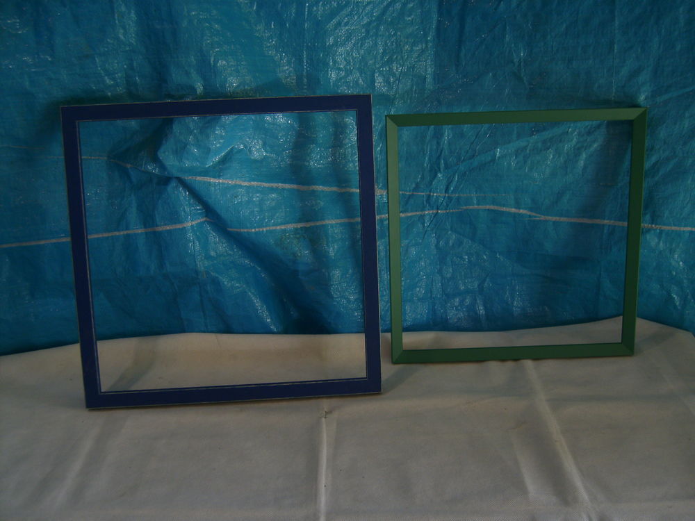 2 Cadres bois bleu-vert Décoration